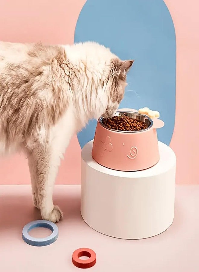 Evona وعاء طعام للحيوانات الأليفة من الفولاذ المقاوم للصدأ من إيفونا | وعاء طعام للقطط بتصميم فيونكة لطيفة | وعاء طعام وماء غير قابل للانزلاق من الفولاذ المقاوم للصدأ للكلاب والجراء والقطط والأرانب والقطط الصغيرة (وردي) - Image 4
